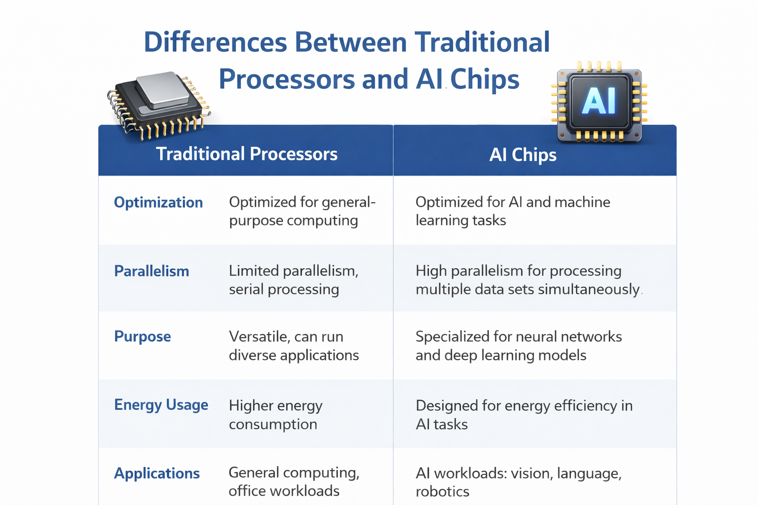 Differences Between Traditional Processors and AI Chips