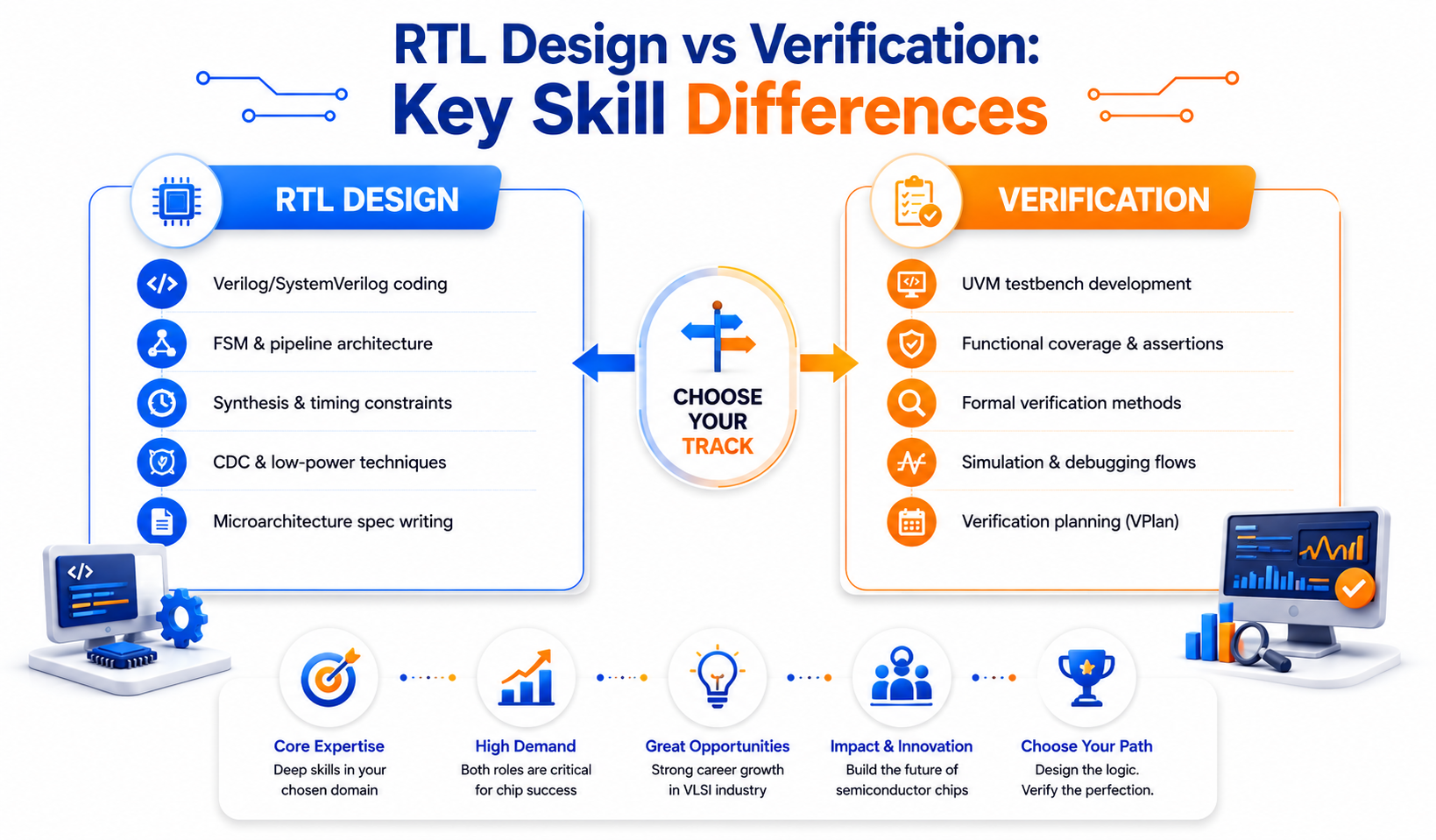 Understanding the Two Tracks: RTL Design vs. Verification