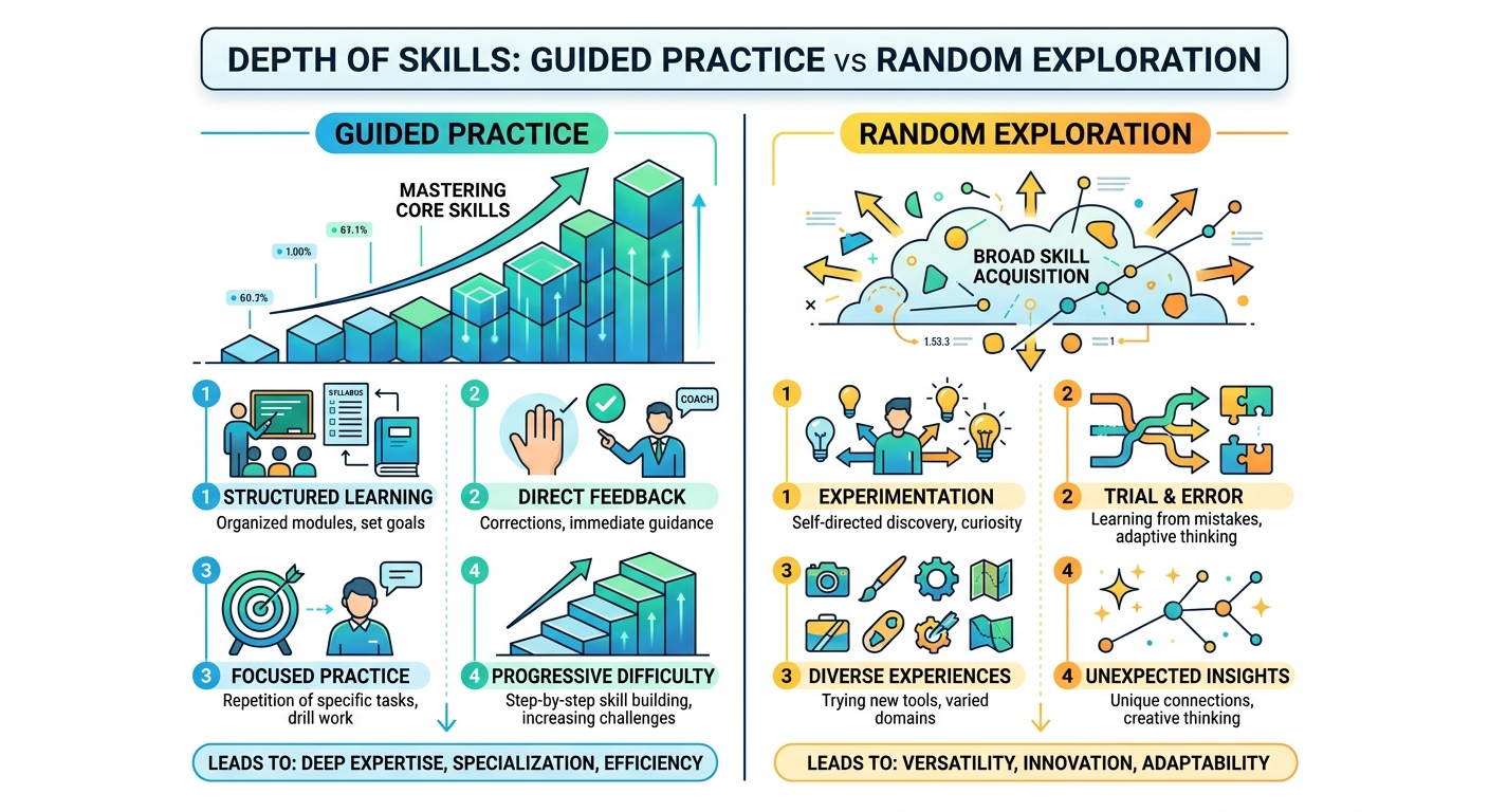 Depth of Skills: Guided Practice vs Random Exploration