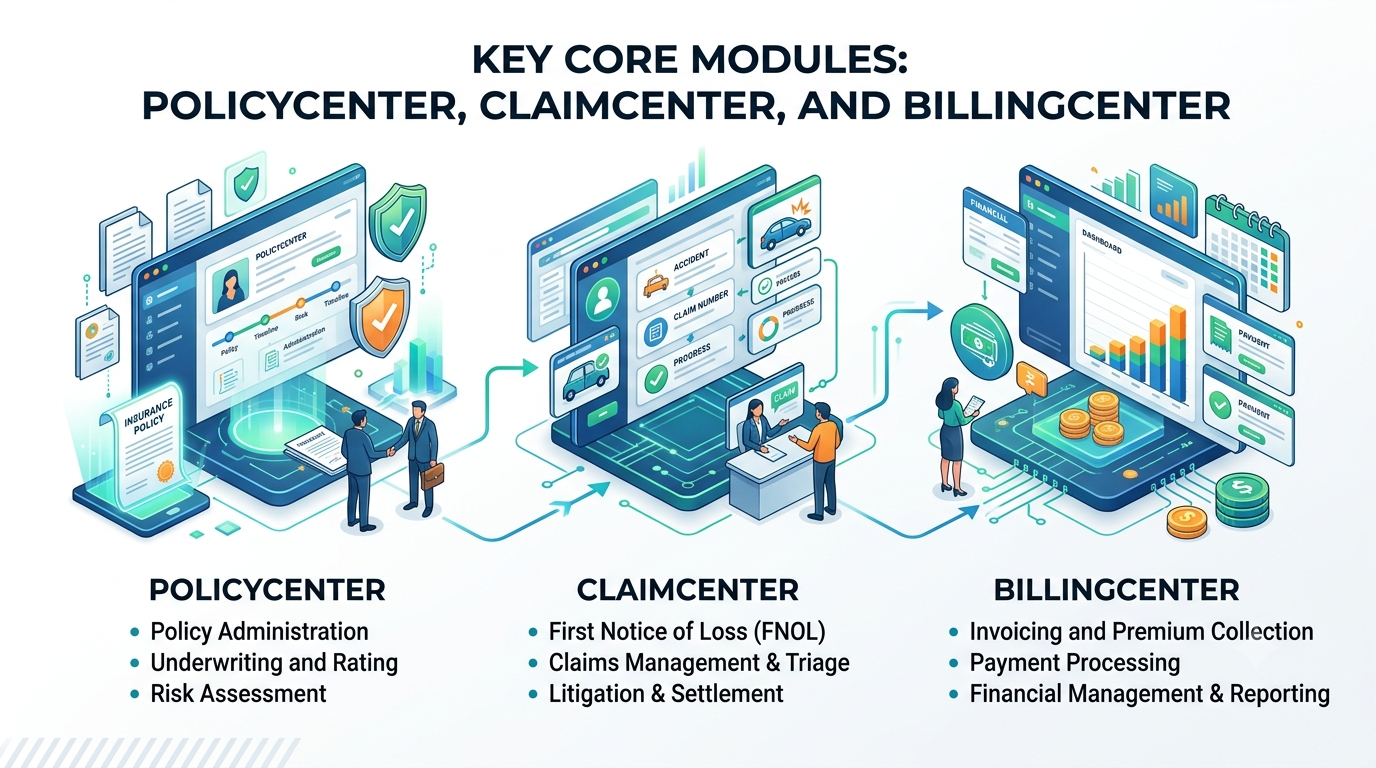 Key Core Modules: PolicyCenter, ClaimCenter, and BillingCenter